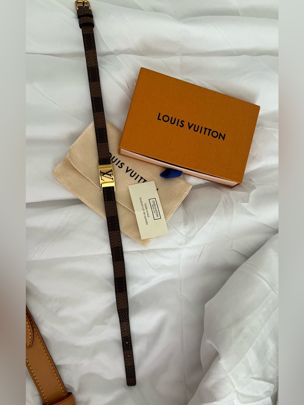 Louis Vuitton Dark Brown Damier double wrap bracelet with Gold LV Buckle